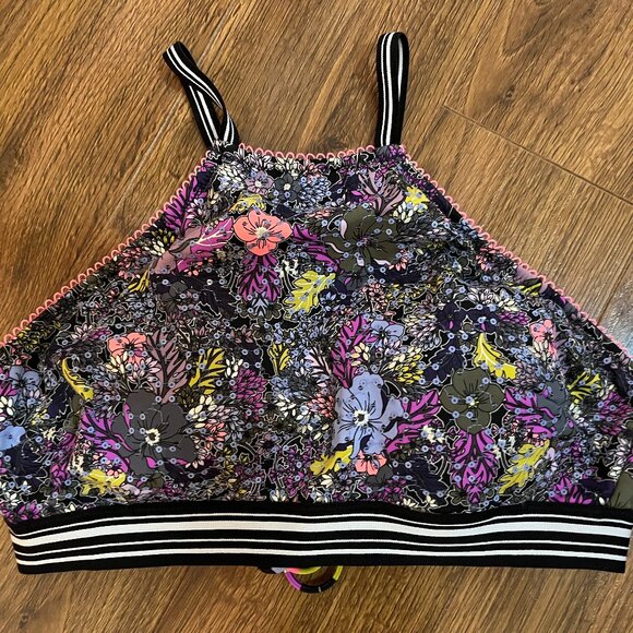 Victoria's Secret Multicolor Floral Sequin Halter Swim Top Bikini Top Swimwear - Picture 1 of 5
